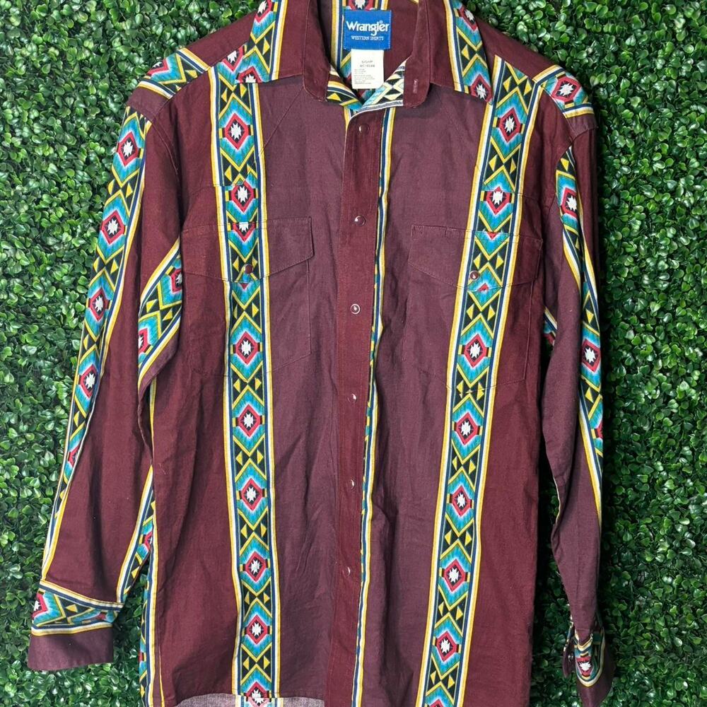 Vintage Aztec Wrangler Pearl Snap Size S
